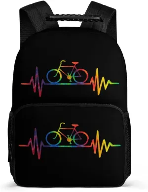 Tye Die Heartbeat Bike Fashion Backpack Laptop Bag Travel Work Business Computer Back Pack Purse