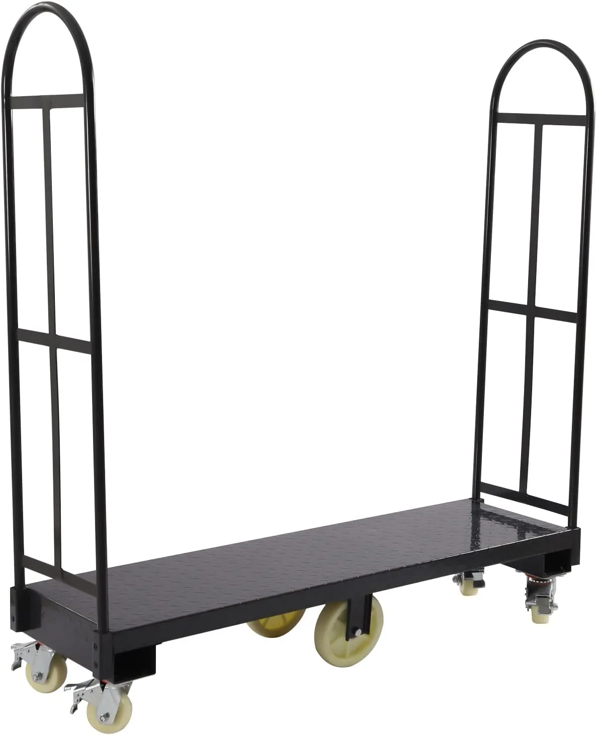 U-Boat Platform Truck Cart with 6 Wheels, 2000LBS U-Boat Hand Dolly Steel Platform Trolley Cart with Removable Handles for Warehouse (60.5×15.7×52.2in)
