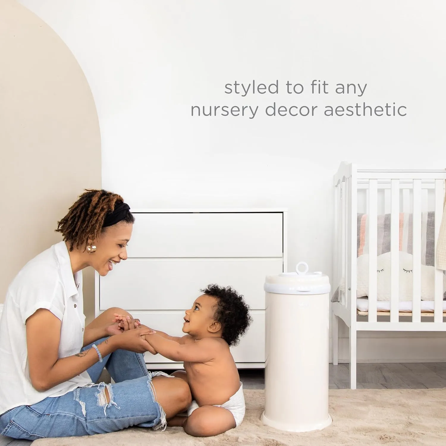 Ubbi Stainless Steel Diaper Pail, Odor Locking, No Special Bag Required, Award-Winning, Registry Must-Have, Cream