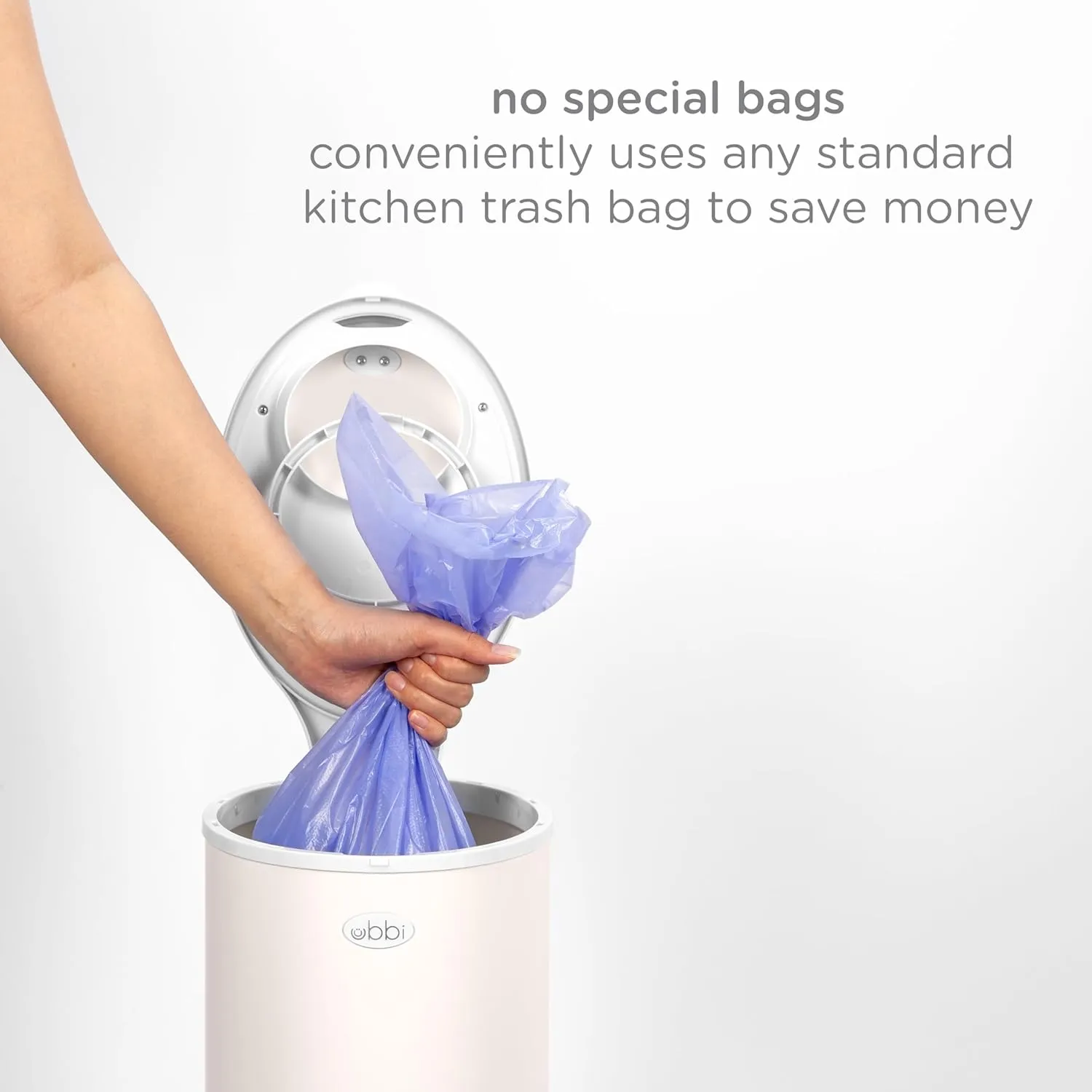 Ubbi Stainless Steel Diaper Pail, Odor Locking, No Special Bag Required, Award-Winning, Registry Must-Have, Cream