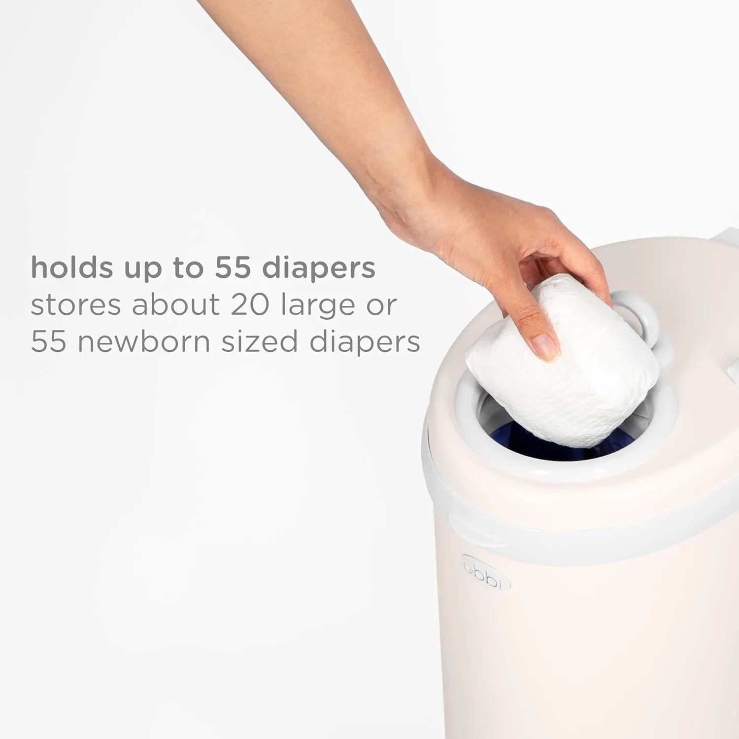 Ubbi Stainless Steel Diaper Pail, Odor Locking, No Special Bag Required, Award-Winning, Registry Must-Have, Cream