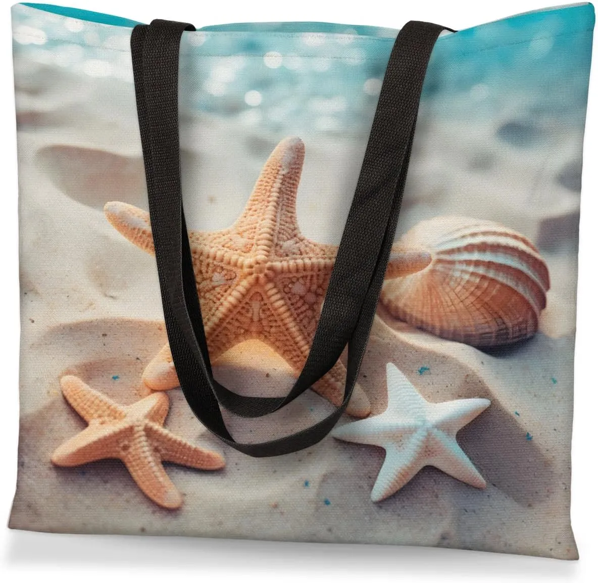Undersea Dolphins Canvas Tote Bag for Women Men Stylish Tote Handbag Shoulder Bag Reusable Grocery Bag