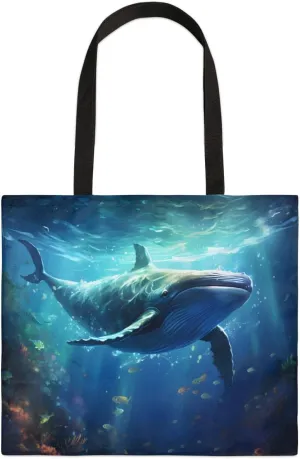 Undersea Dolphins Canvas Tote Bag for Women Men Stylish Tote Handbag Shoulder Bag Reusable Grocery Bag