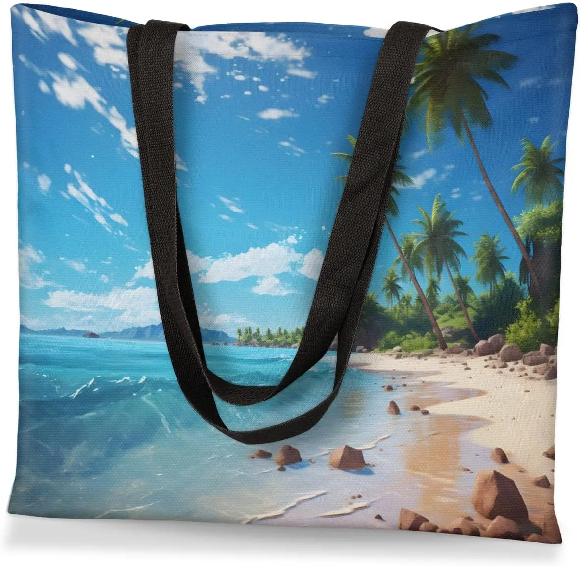 Undersea Dolphins Canvas Tote Bag for Women Men Stylish Tote Handbag Shoulder Bag Reusable Grocery Bag