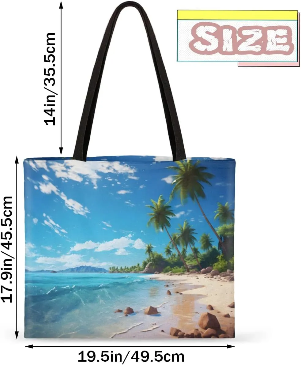 Undersea Dolphins Canvas Tote Bag for Women Men Stylish Tote Handbag Shoulder Bag Reusable Grocery Bag