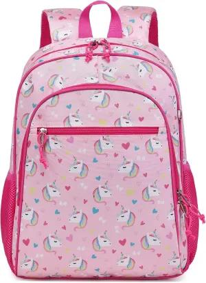 Unicorn Backpack for Kids Girls Prechool Bags for Kindergarten Primary Bookbags for Back to School Children Gift Travel Lightweight Water Resistant 15 Inch with Chest Strap Pink