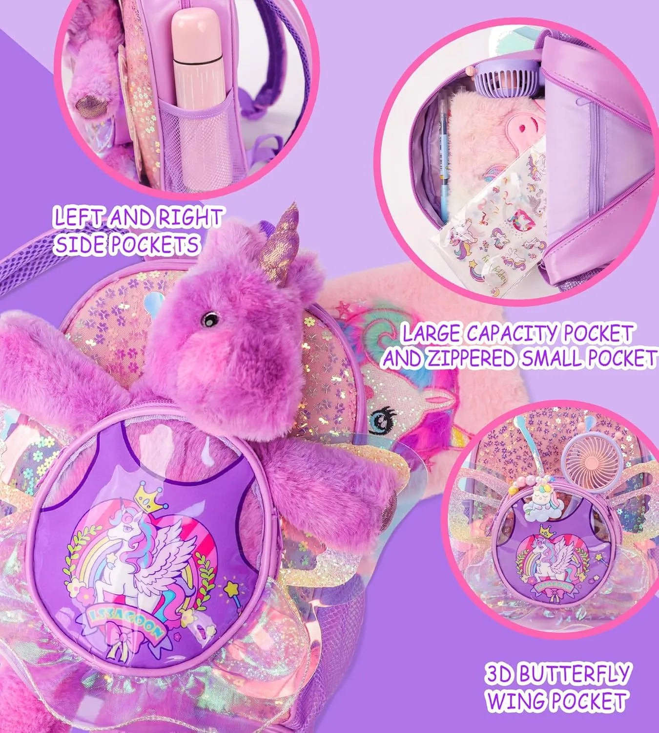 Unicorn Doll Backpacks for Toddler Girls,Cute Sequins Bookbag for Kindergarten Nursery Preschool,Kids Small Ballet Dance Bag,Gift for Xmas Birthday.Unicorn Stuffed AnimaToys