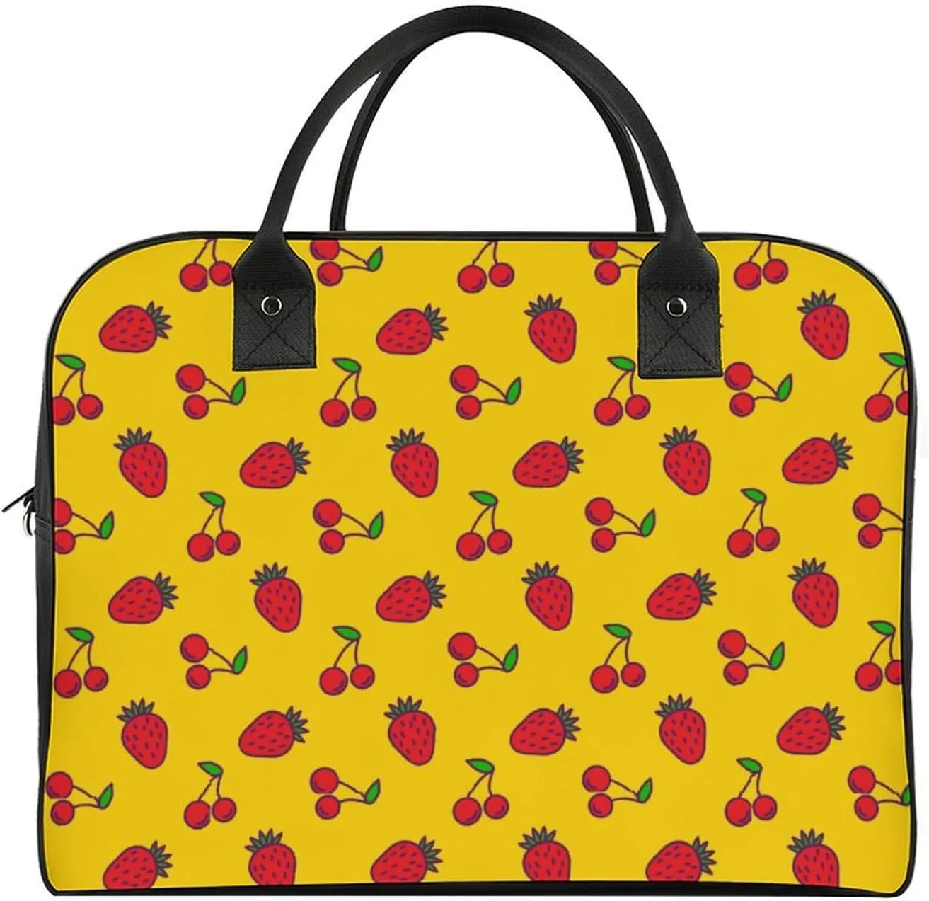 Unisex Casual Nylon Berries Patterns Retro Handbag for Touring 13" X 19" X 8"