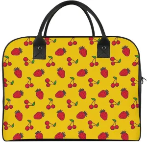 Unisex Casual Nylon Berries Patterns Retro Handbag for Touring 13" X 19" X 8"