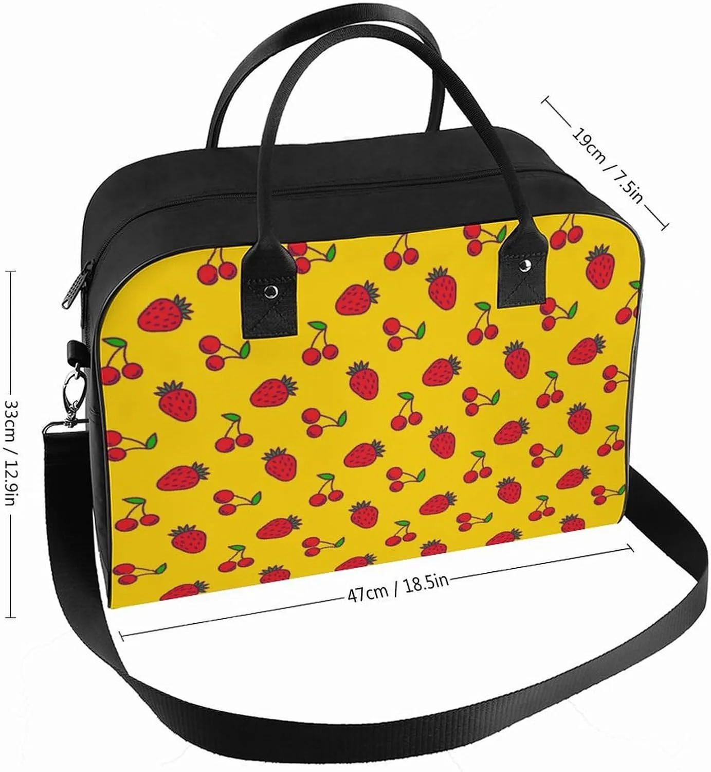 Unisex Casual Nylon Berries Patterns Retro Handbag for Touring 13" X 19" X 8"