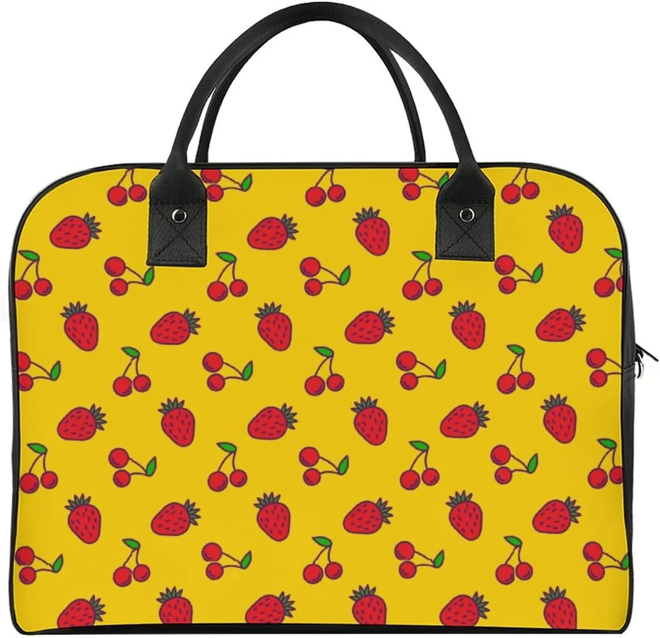 Unisex Casual Nylon Berries Patterns Retro Handbag for Touring 13" X 19" X 8"