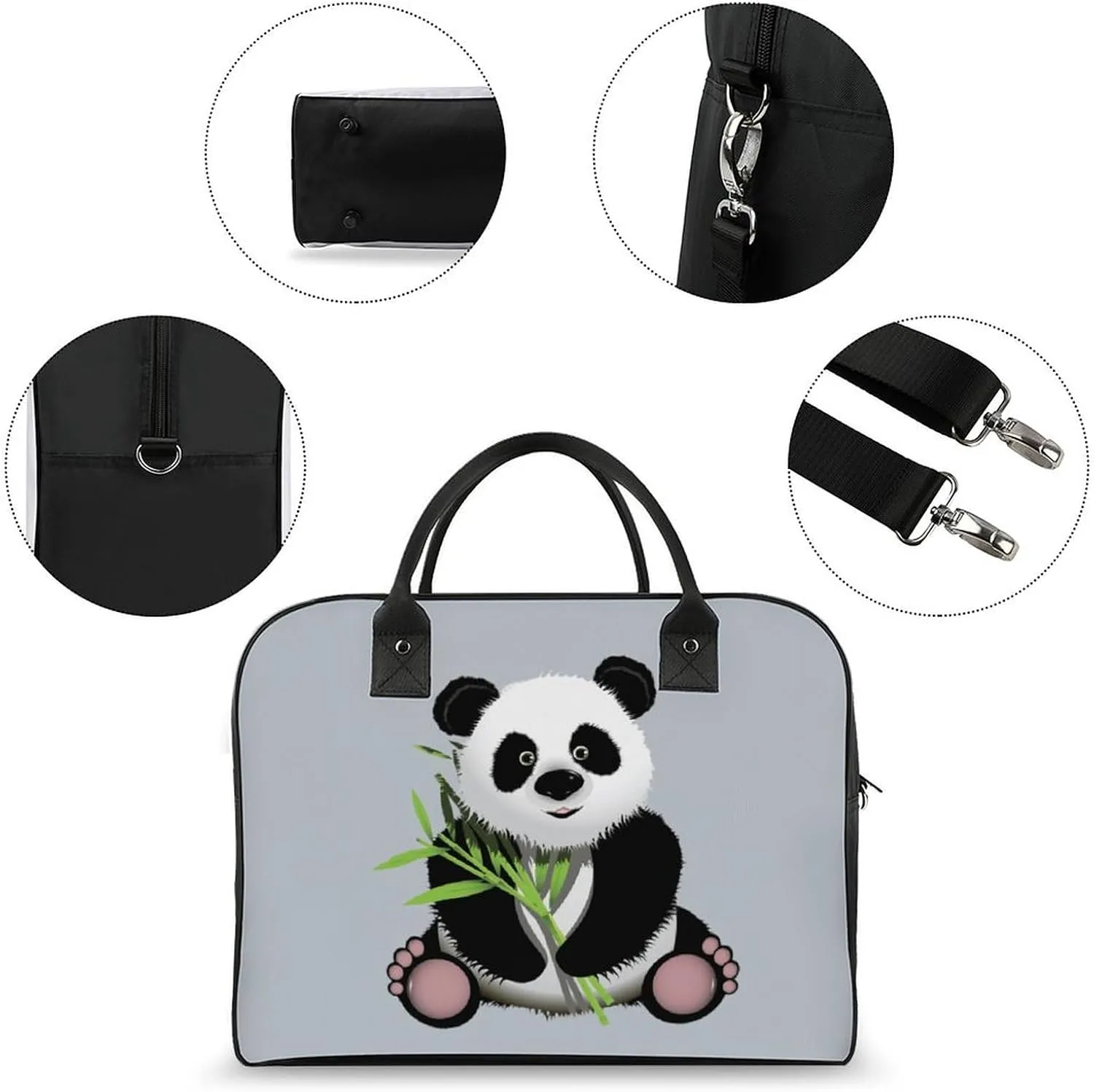 Unisex Casual Nylon Cute Panda Elegant Handbag for Traveling 13" X 19" X 8"