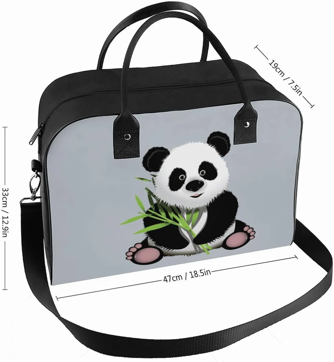 Unisex Casual Nylon Cute Panda Elegant Handbag for Traveling 13" X 19" X 8"
