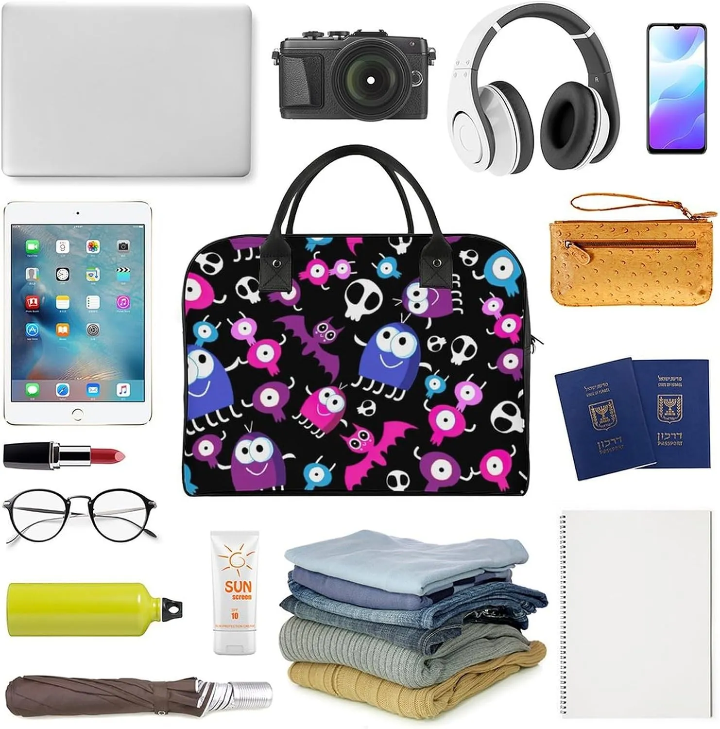 Unisex Casual Nylon Cute Panda Elegant Handbag for Traveling 13" X 19" X 8"