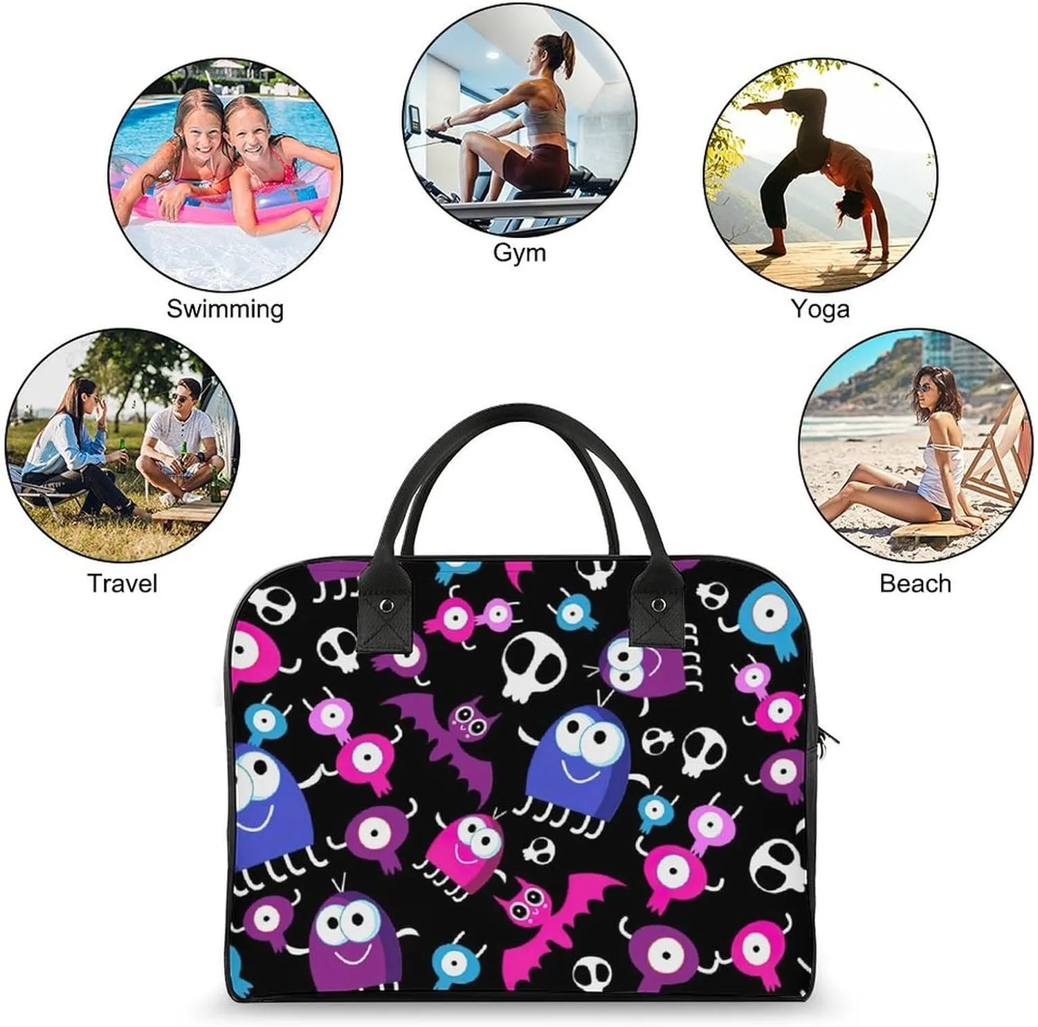 Unisex Casual Nylon Cute Panda Elegant Handbag for Traveling 13" X 19" X 8"