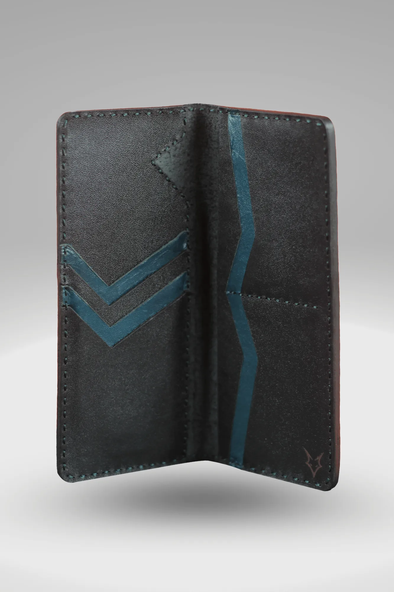 Unisex Genuine Cowhide Leather Wallet With Weaving Texture In Black | Bi-fold Hand-Stitched Leather Long Wallet