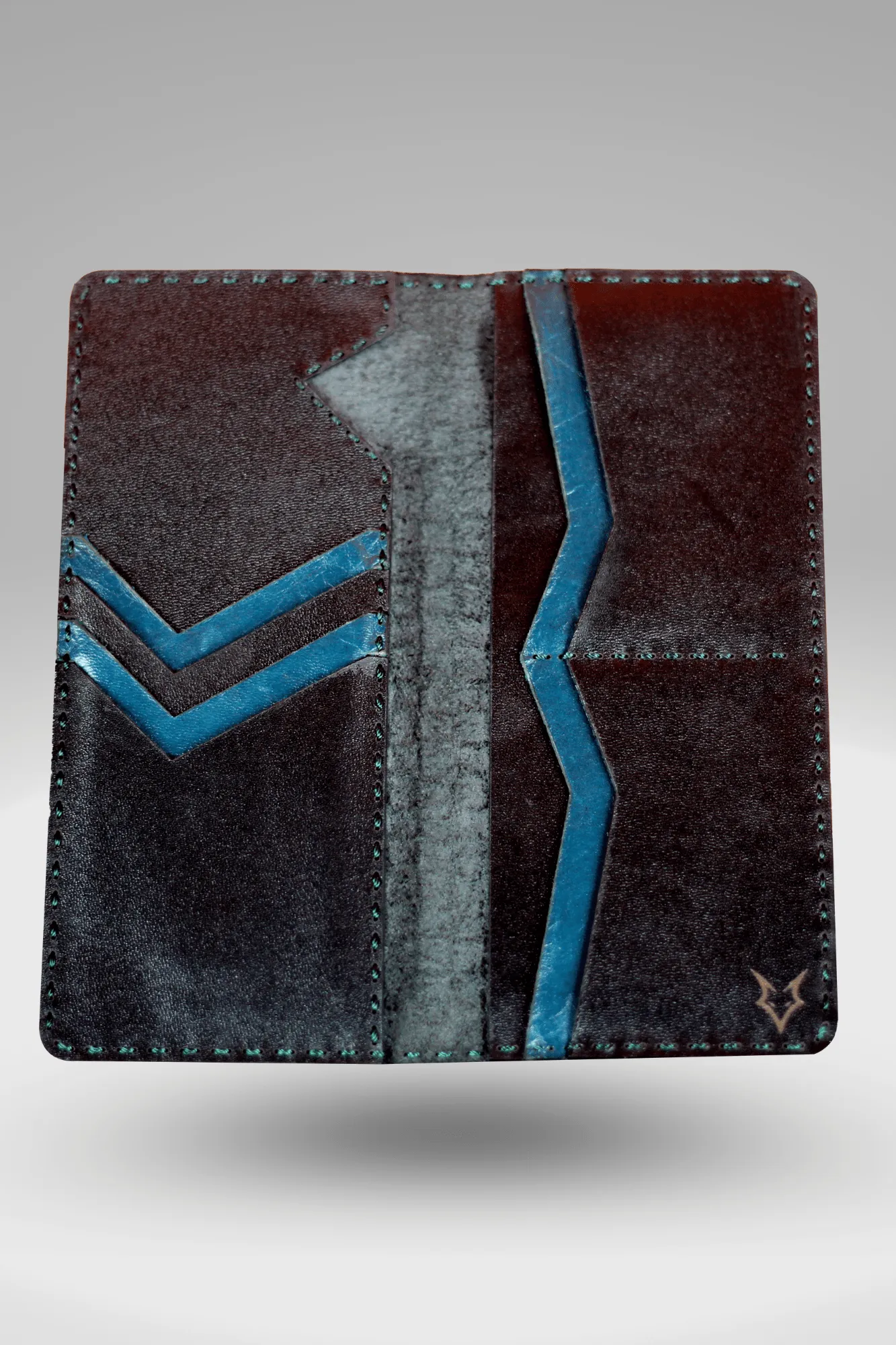 Unisex Genuine Cowhide Leather Wallet With Weaving Texture In Black | Bi-fold Hand-Stitched Leather Long Wallet