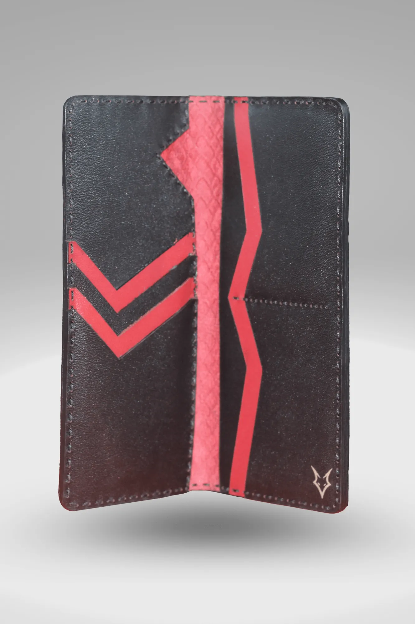 Unisex Genuine Leather Wallet With Perforated Red & Black Camouflage Textured Finish | Exotic Bi-fold Leather Long Wallet