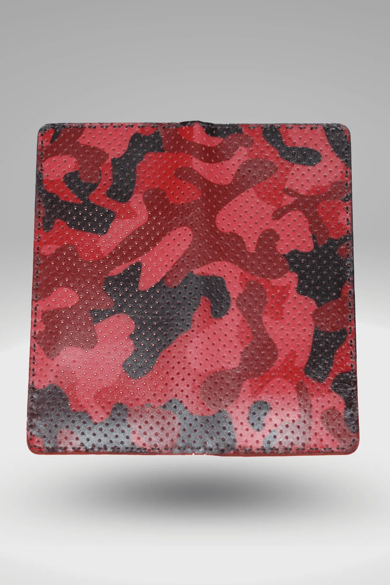 Unisex Genuine Leather Wallet With Perforated Red & Black Camouflage Textured Finish | Exotic Bi-fold Leather Long Wallet