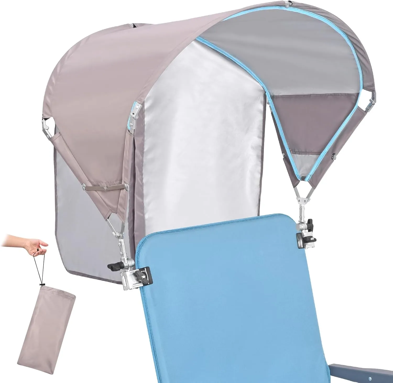 Universal Canopy Umbrella, UPF 50  Sun Shade with Adjustable Clamp Clip for Beach, Outdoor, Sports & Lawn Chairs, Zero Gravity & Wheelchair, Wagon