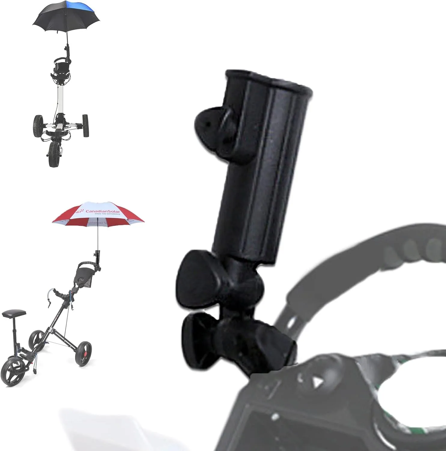 Universal Umbrella Holder, 15mm 25mm 30mm Optional Handle Connector Sizes for Golf Cart, Bike, Baby Stroller, Fishing Beach Chair, Wheelchair