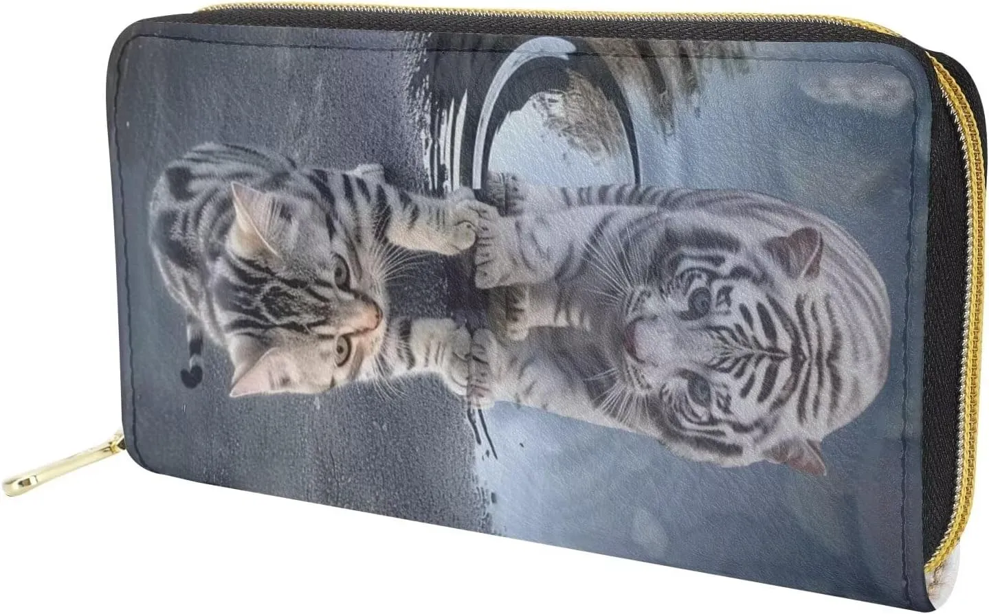 Upetstory Cat Tiger Wallets for Women Men Teen Girls Boys Clutch Handbag Cellphone Purse Money Organizer Zipper Coin Pockets Travel Accessory Hiking Cycling Travel