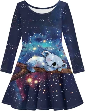 Upetstory Girls' Casual Dresses Kids Playwear Dresses Swing Twirly Skater Dress