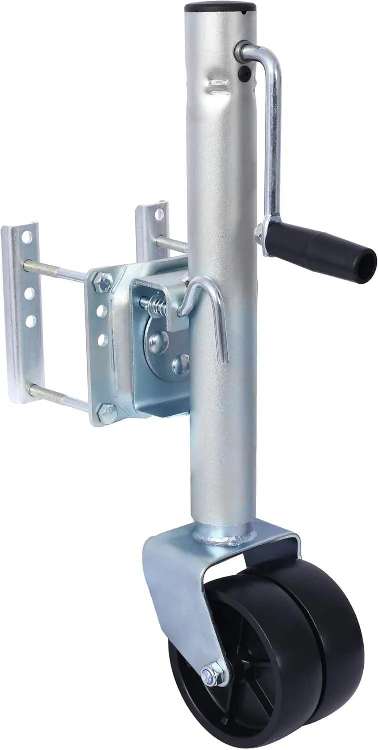 Upgraded 1500 Lbs Boat Trailer Jack with 6" Dual Wheels, PP Wheel and Handle, 10" Lift, Bolt-On Tongue Jack, for Lifting Rv/Yacht/Horse/Utility Trailer (Silver)