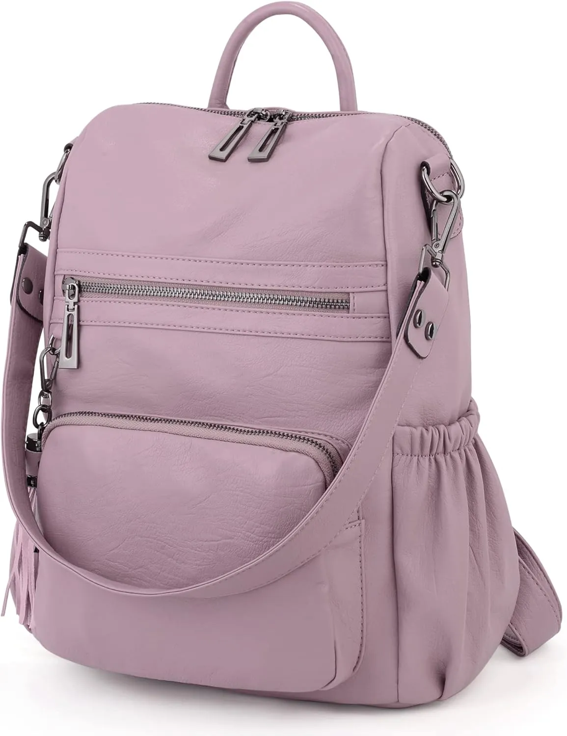 UTO Women Backpack Purse Leather Vegan Ladies Fashion Designer Rucksack Convertible Travel Shoulder Bag with Tassel