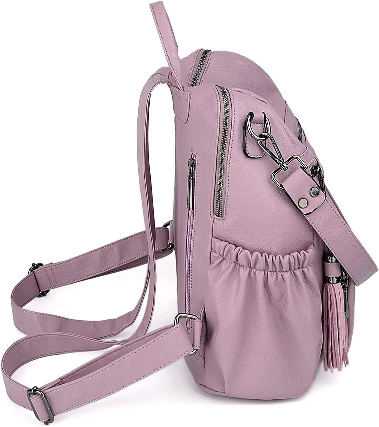 UTO Women Backpack Purse Leather Vegan Ladies Fashion Designer Rucksack Convertible Travel Shoulder Bag with Tassel