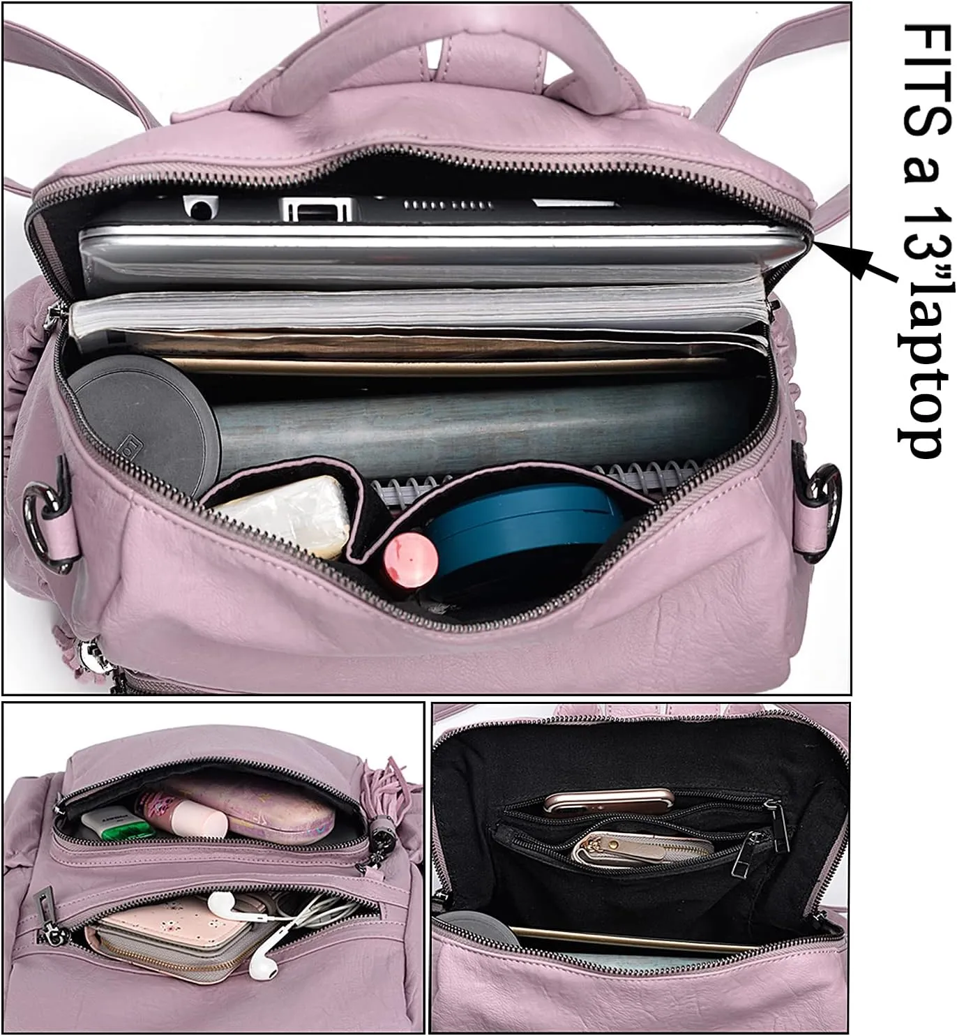 UTO Women Backpack Purse Leather Vegan Ladies Fashion Designer Rucksack Convertible Travel Shoulder Bag with Tassel