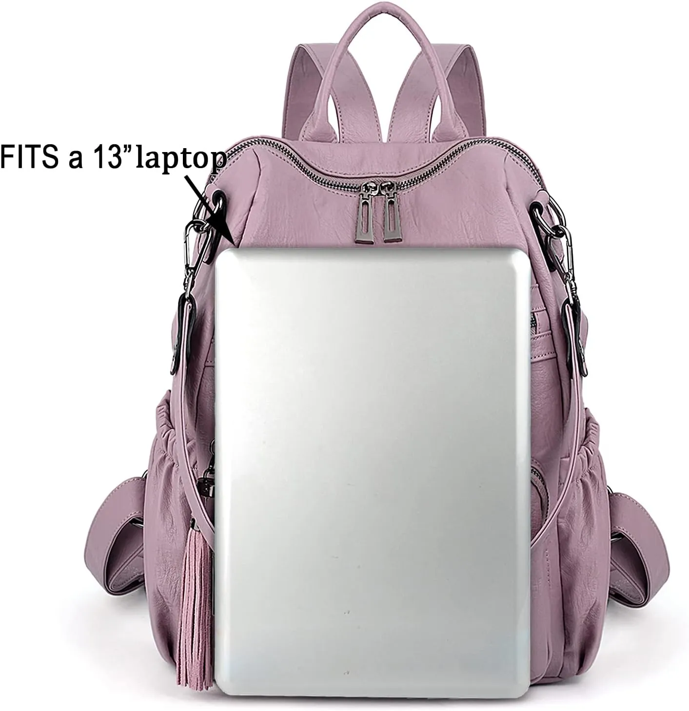 UTO Women Backpack Purse Leather Vegan Ladies Fashion Designer Rucksack Convertible Travel Shoulder Bag with Tassel