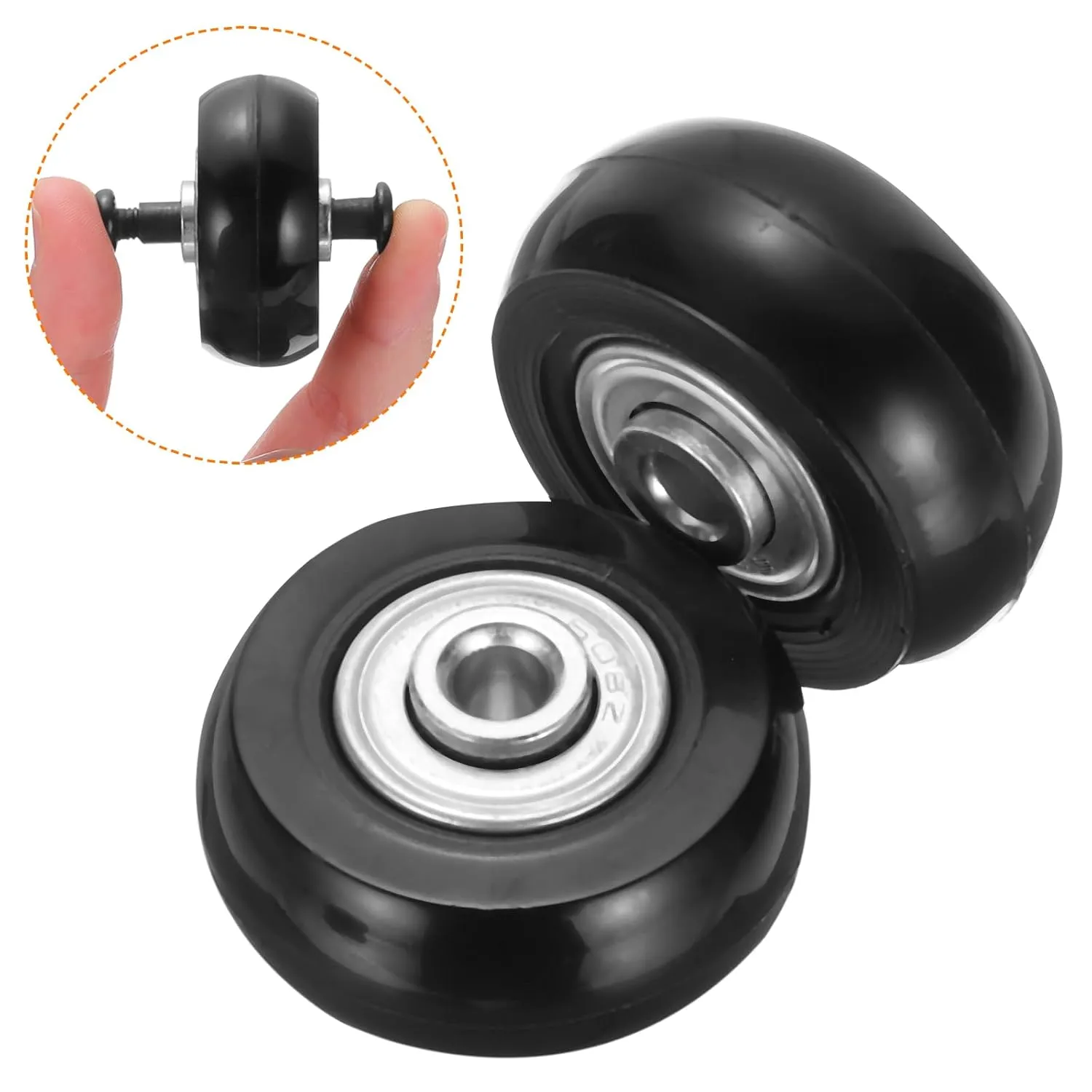 uxcell Set of 2 Luggage Wheels Replacement 54 x 18 mm/2.1" x 0.7" Rubber Swivel Caster Bearing Wheels Repair Kits for Suitcase Inline Outdoor Skate,Black