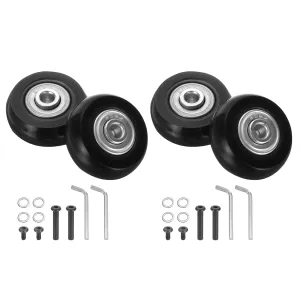 uxcell Set of 2 Luggage Wheels Replacement 54 x 18 mm/2.1" x 0.7" Rubber Swivel Caster Bearing Wheels Repair Kits for Suitcase Inline Outdoor Skate,Black