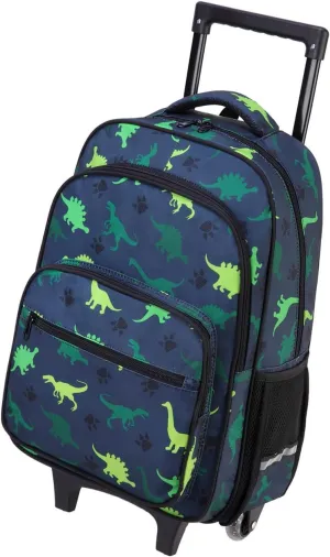 VASCHY Rolling Backpack Kids, 17in Water Resistant Large Bookbag Carry-on Travel Trip Bag with Wheels for Boys Girls Green