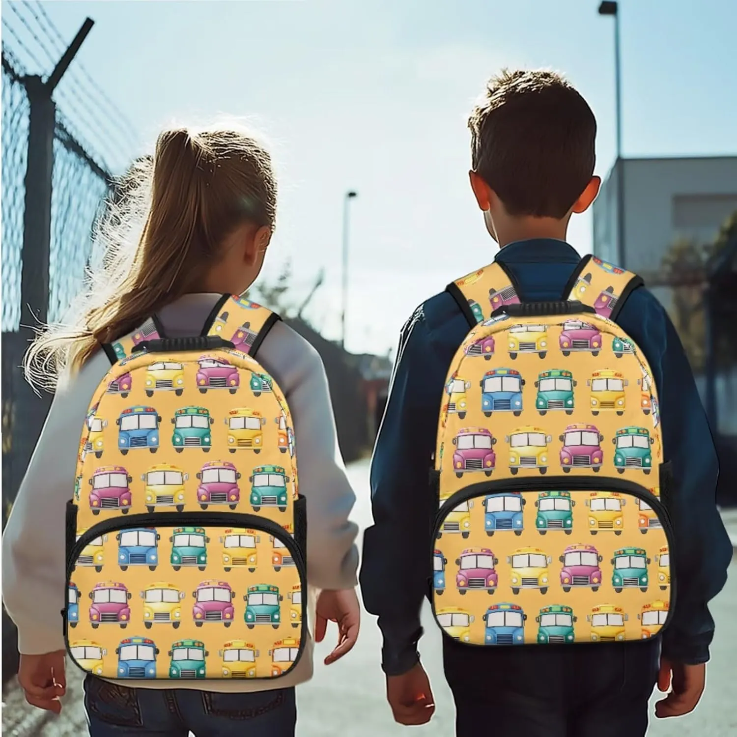 Vehicle Backpack for Toddler Boys Lightweight 4 Pcs Kids Bookbag and Lunch Box Set Large Capacity School Bag for Preschool Primary Travel Book Bag