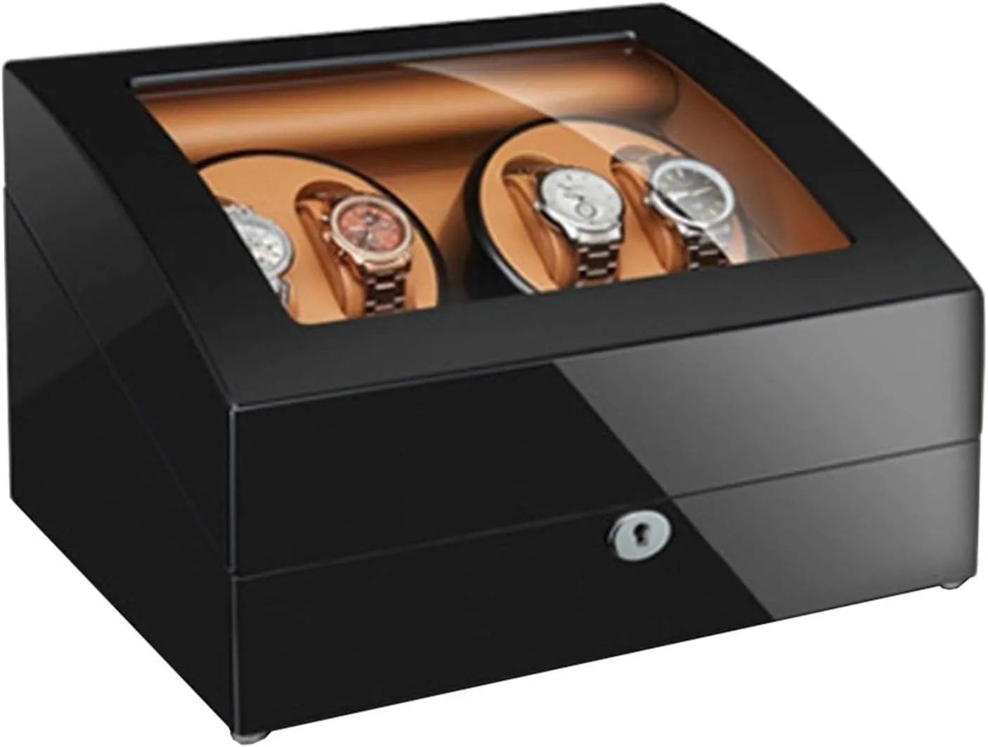 VejiA Watch Case Automatic Watch Winder Box 4 6 Wood Shell Piano Paint Exterior Quiet Motor for Man Women Watches Flexible Pillows Accessories Watch B