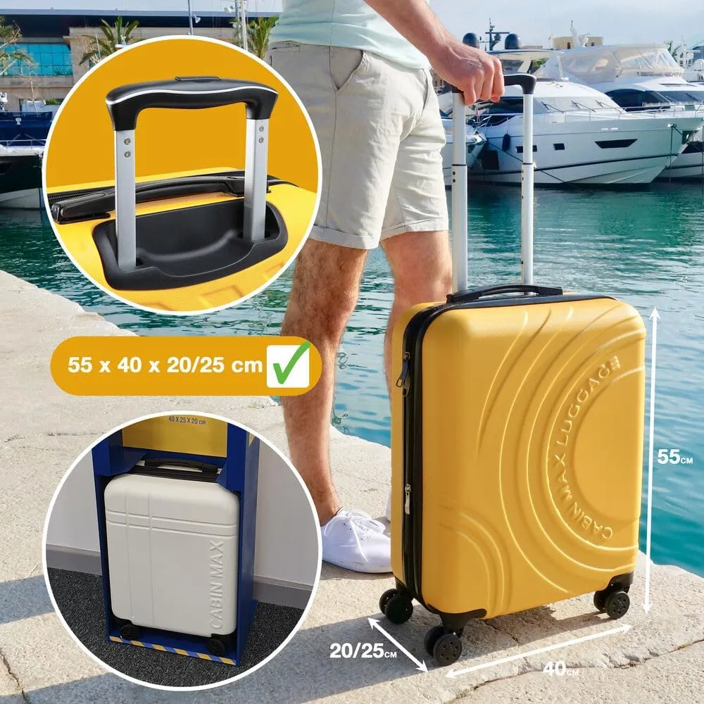 Velocity 55x40x20cm (22x16x8) Expandable Suitcase 4 Wheel Luggage Cabin Bags Suitable for Ryanair, Easyjet, Jet 2 Paid Carry On (Black)