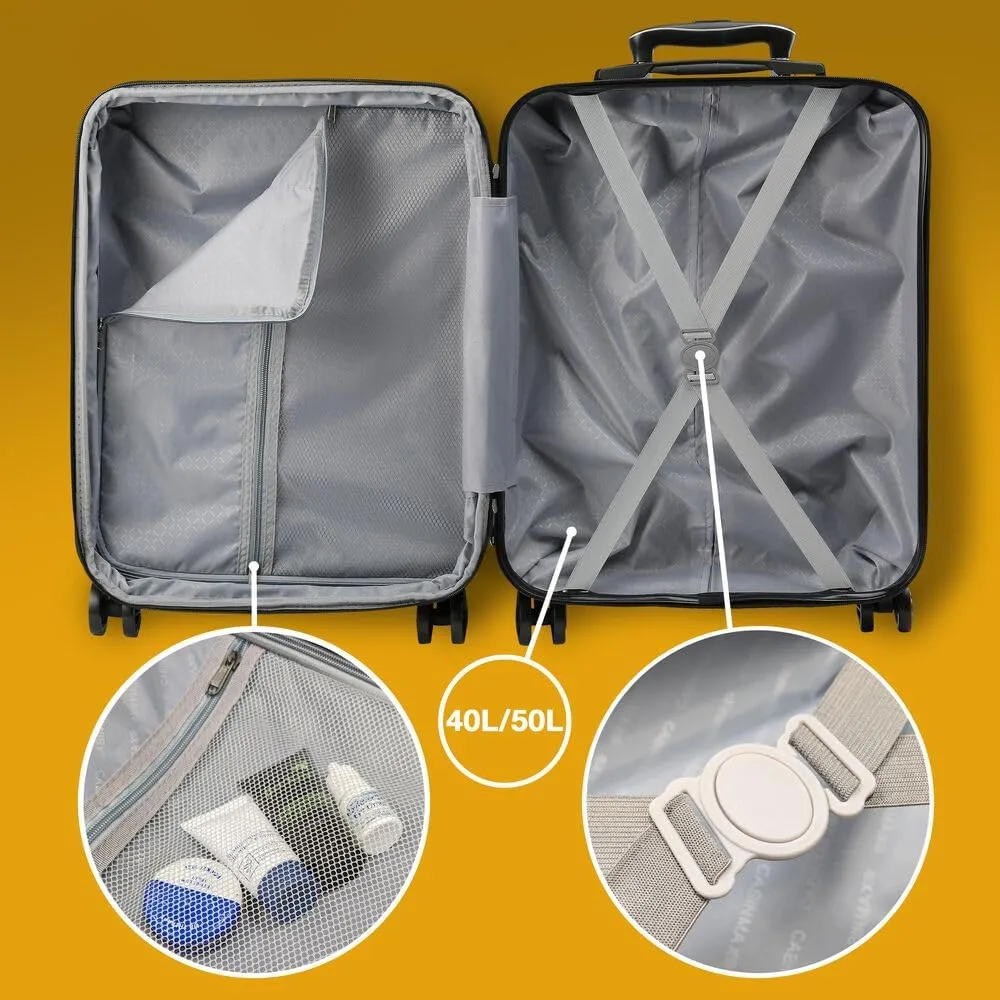 Velocity 55x40x20cm (22x16x8) Expandable Suitcase 4 Wheel Luggage Cabin Bags Suitable for Ryanair, Easyjet, Jet 2 Paid Carry On (Black)