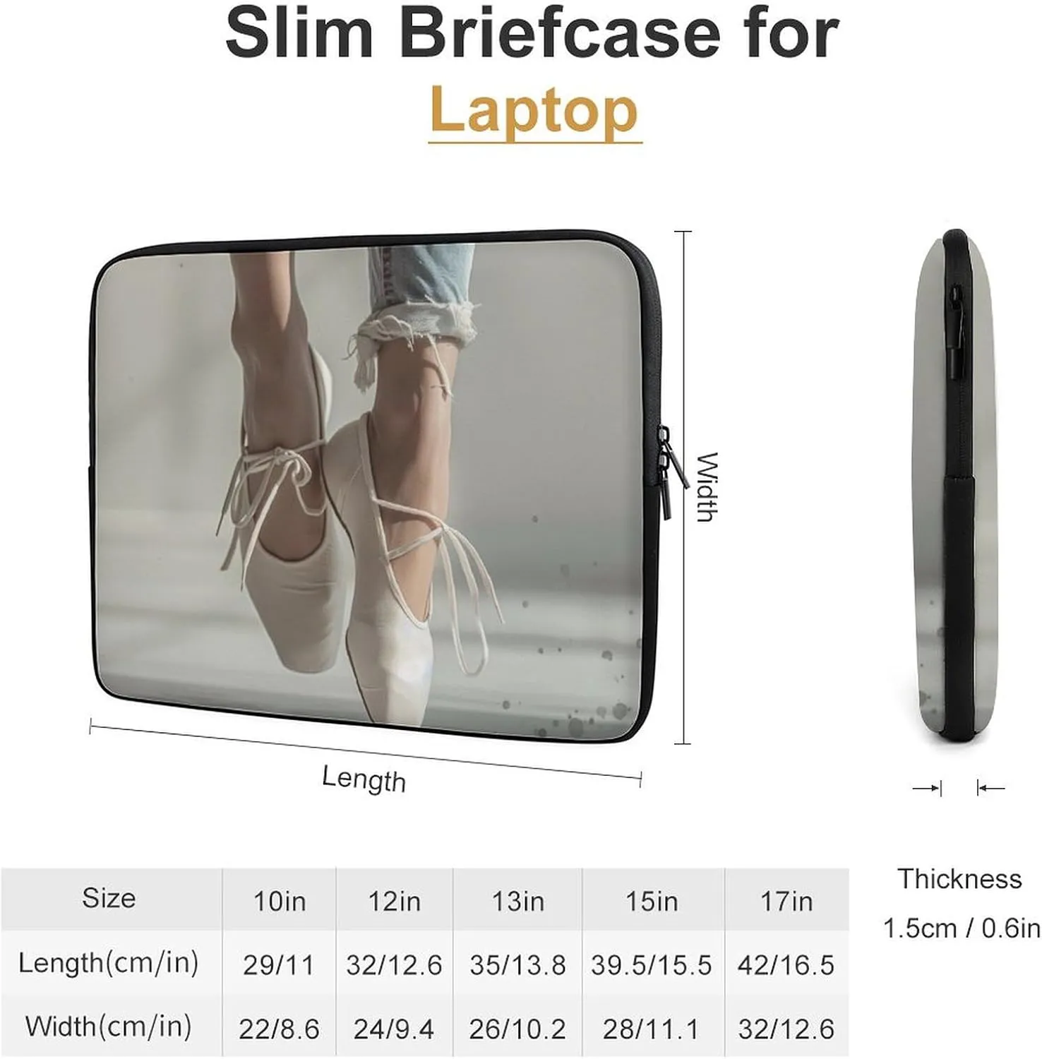Vintage Art Ballet Shoes Laptop Sleeve 13/15 Inch Durable Briefcase Cover Shockproof Protective Case Handbags Portable Laptop Bag