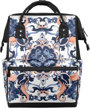 Vintage Botanical Flowers Diaper Bag Mommy Bags With Adjustable Shoulder Strap Waterproof Multifunction Shoulder Bag Travel Large Capacity Backpack for Moms And Dads