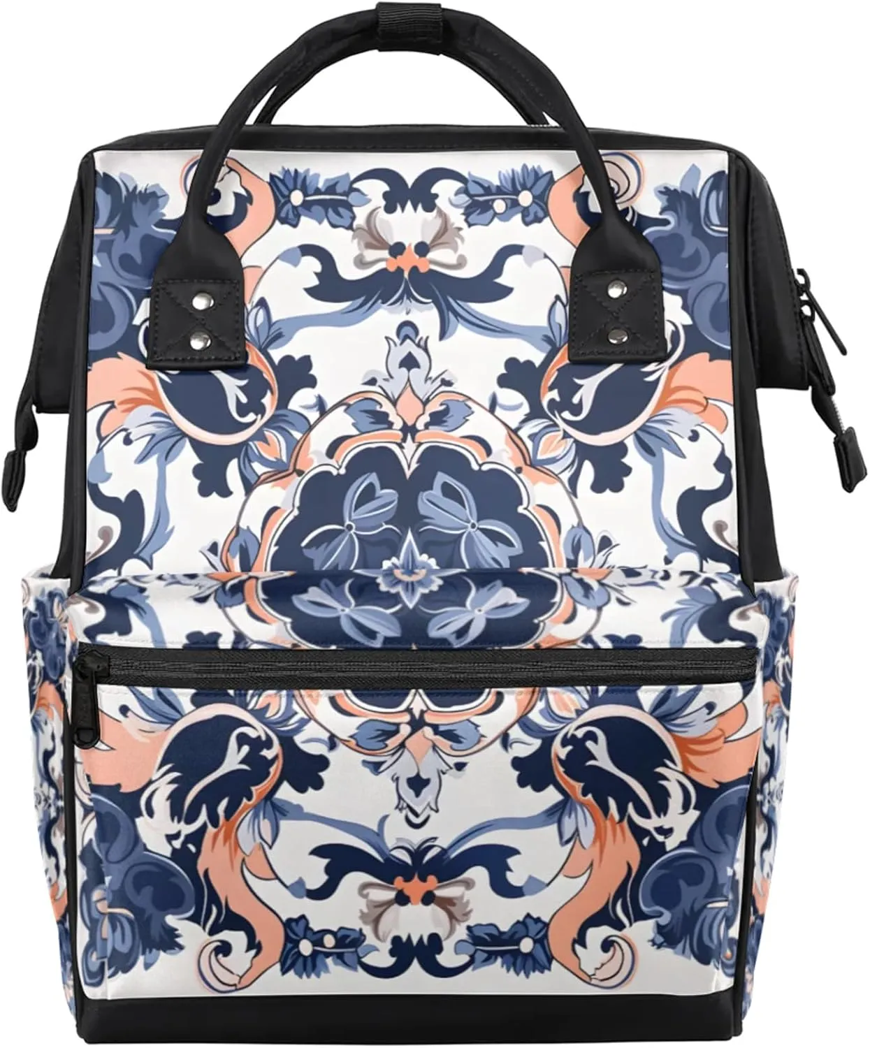 Vintage Botanical Flowers Diaper Bag Mommy Bags With Adjustable Shoulder Strap Waterproof Multifunction Shoulder Bag Travel Large Capacity Backpack for Moms And Dads