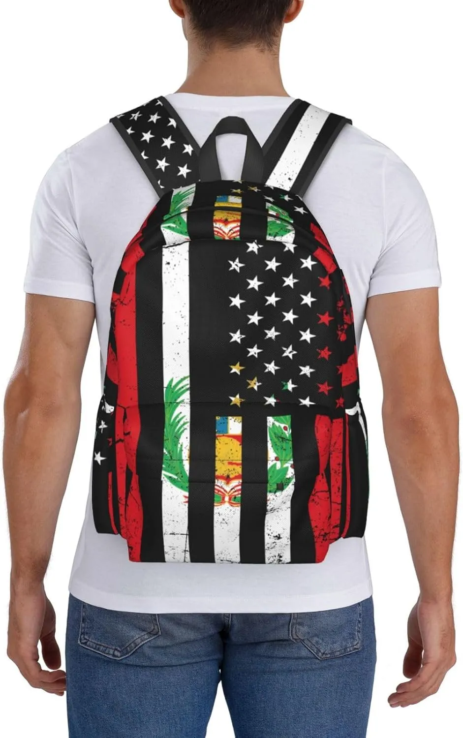 Vintage Peru Peruvian American Flag Backpack Large Capacity Backpack Lightweight Double Shoulder Bag For Women Men Travel