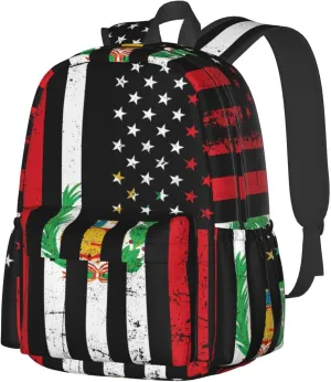 Vintage Peru Peruvian American Flag Backpack Large Capacity Backpack Lightweight Double Shoulder Bag For Women Men Travel
