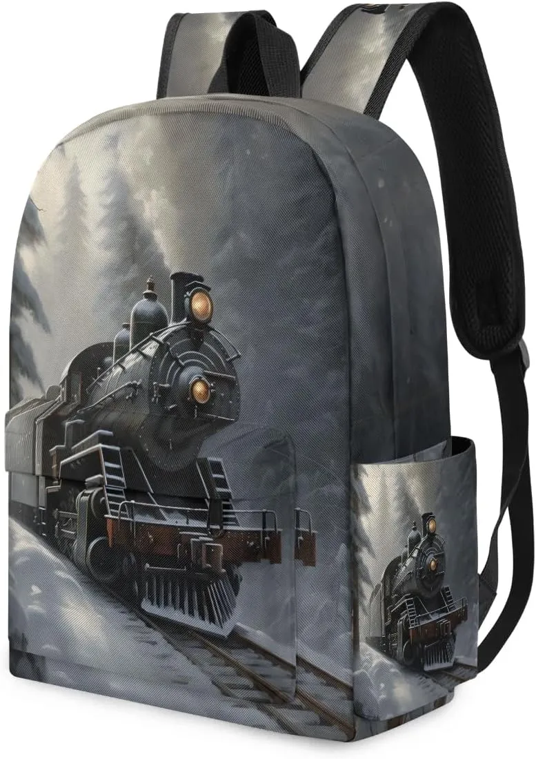 Vintage Train Kids Backpack for Boys Girls Locomotive Transport Preschool Toddler Backpack Kindergarten Nursery Bookbag Travel Children School Bag