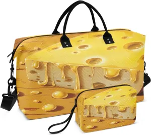 Vivid Cheese Travel Duffel Bag, Shoulder Weekender Overnight Bags - Large Gym Bag with Wet Pocket