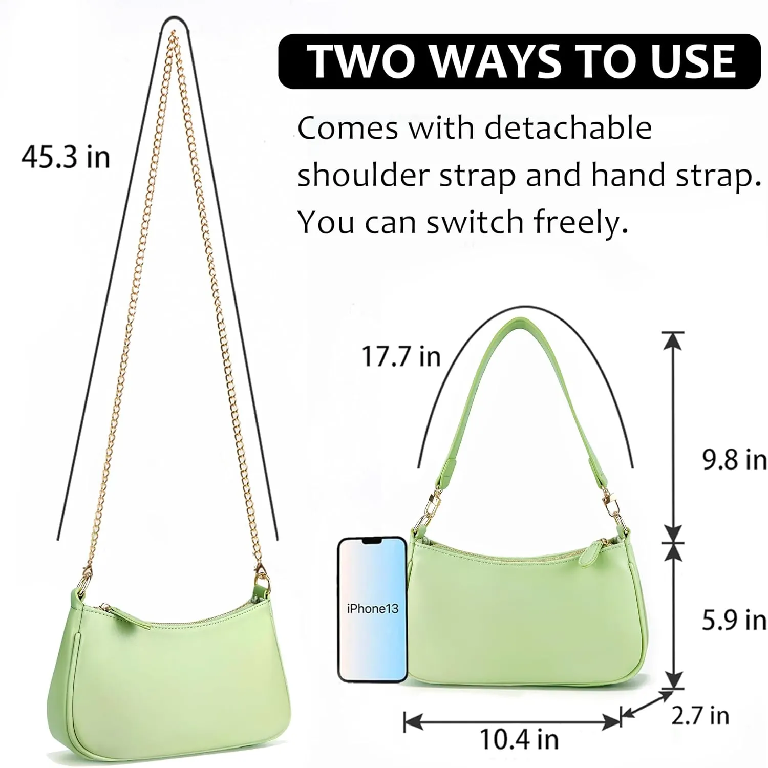 VODIU Clutch Tote Handbags with 2 Removable Straps and Zipper Closure Crossbody Bags Shoulder Purse Handbag for Women