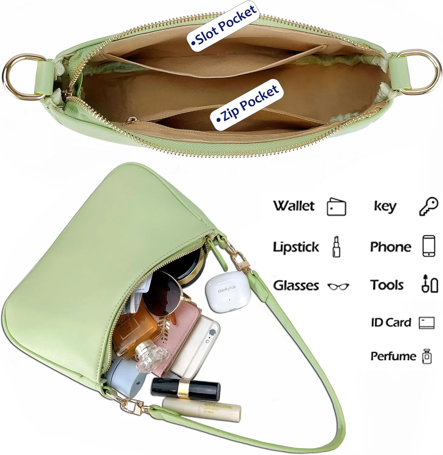 VODIU Clutch Tote Handbags with 2 Removable Straps and Zipper Closure Crossbody Bags Shoulder Purse Handbag for Women
