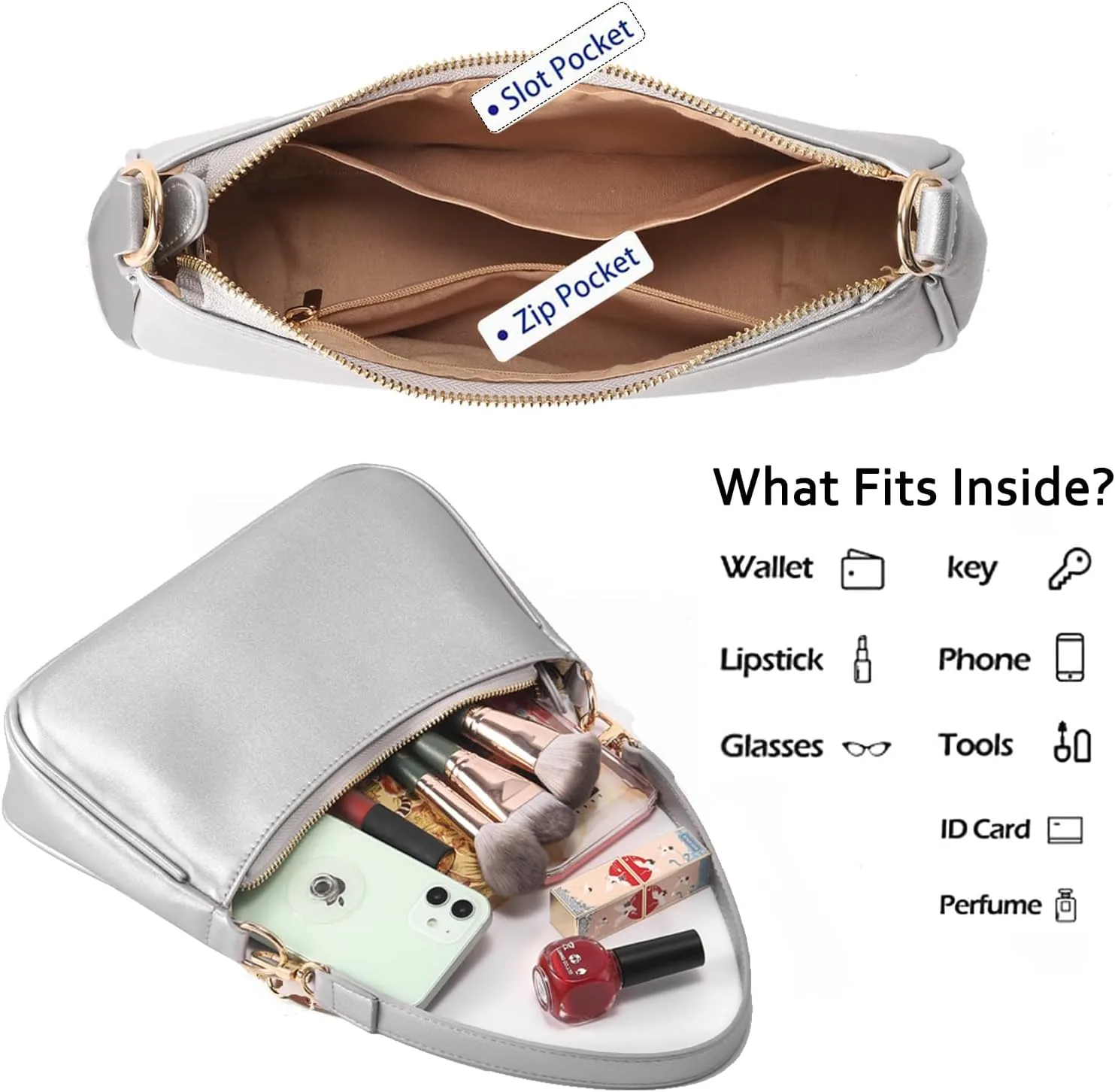 VODIU Clutch Tote Handbags with 2 Removable Straps and Zipper Closure Crossbody Bags Shoulder Purse Handbag for Women
