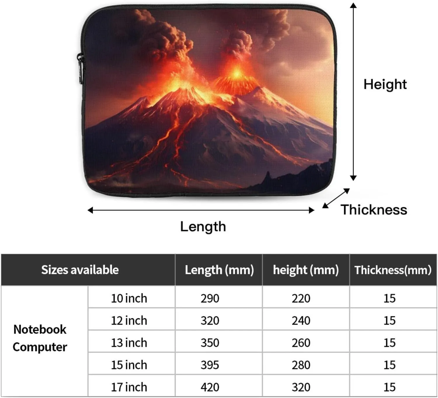Volcanic Eruptions Pattern Shockproof Portable Laptop 17 inch Sleeve Bag for Men and Women - Ideal for Business Travel, School, and Daily Use